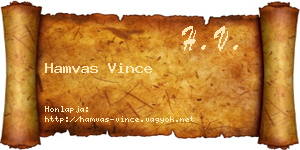 Hamvas Vince névjegykártya